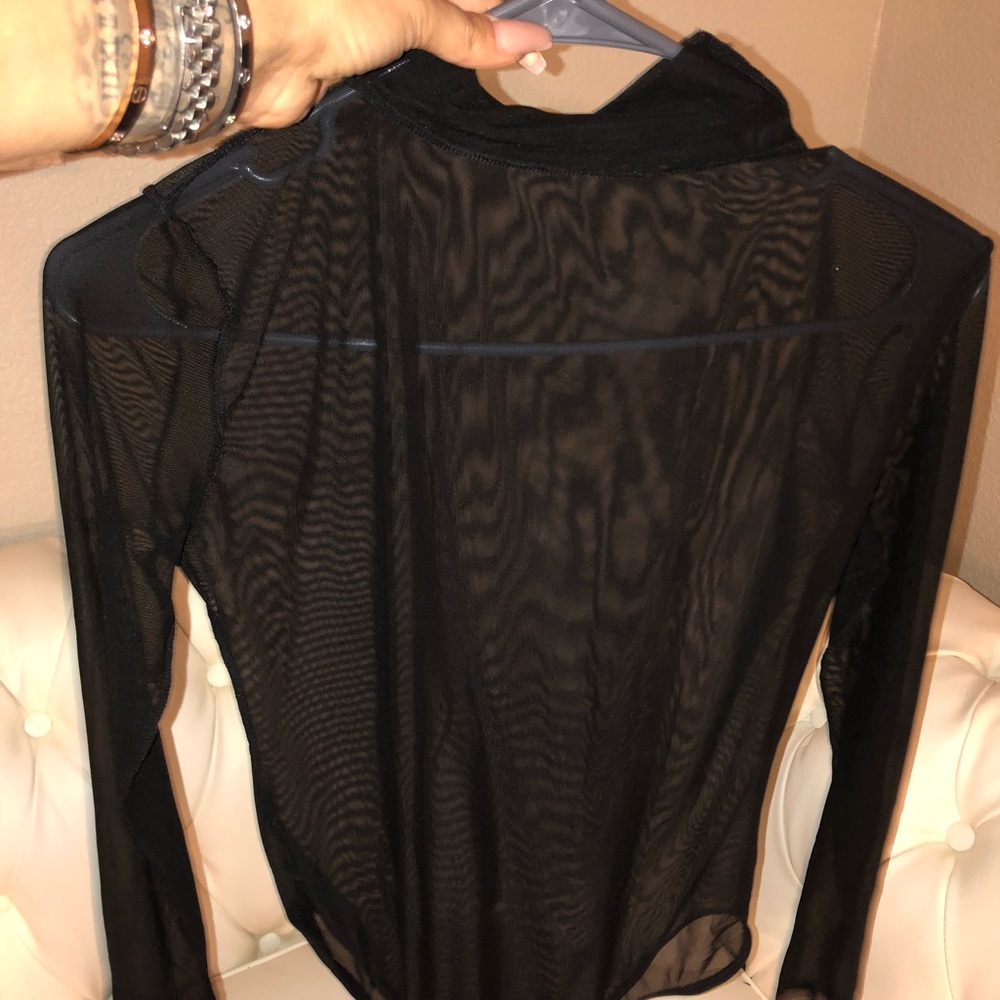 Black mesh bodysuits M